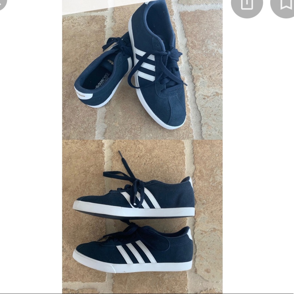 Womens ADIDAS NEO comfort footbed Navy blue suede sneakers tennis shoes